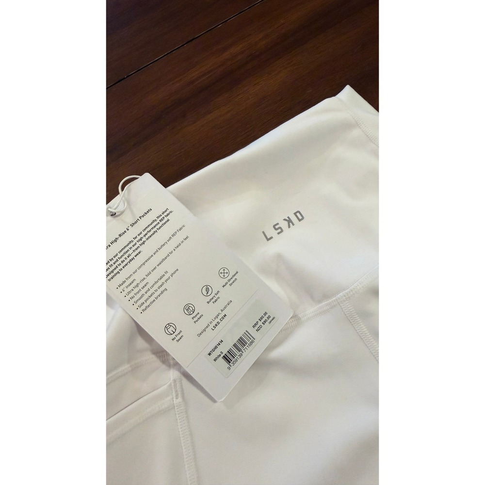LSKD Fusion Ultra High-Rise 6" Short Pockets White Women's Size Small NWT NEW - Picture 15 of 16